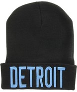 Detroit City Name Adult Size Winter Knit Cuffed Beanie Hat (Black/Blue) - £14.34 GBP