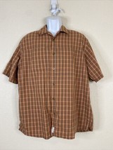 Cabela&#39;s Men Size L Plaid Zip Pocket Outdoor Button Up Shirt Short Sleeve - $7.90