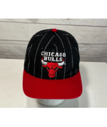 Chicago Bulls Black Red Pinstripe Starter Hat Cap vtg 90S Snapback NBA J... - £26.75 GBP