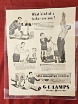1940&#39;s GE Lamps Light Bulbs Magazine Ad B&amp;W &quot;What Kind Of Father Are You&quot; Funny - £13.06 GBP