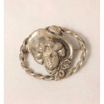 Solid Wrought Sterling Silver Art Nouveau Style Brooch Pin Sky - £65.06 GBP