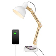 Wireless Charging Desk Lamp, Rubber Wood Table Lamp With Type-C Charging Port, S - £65.64 GBP