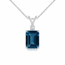 ANGARA 8x6mm Natural London Blue Topaz Solitaire Pendant with Diamond in Silver - £160.28 GBP+