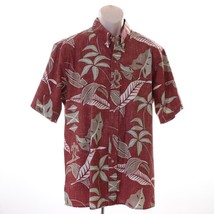 Reyn Spooner Mens VTG Hawaiian Shirt XL Tiki Pteroglyph Tribal Leaves Red Beige - £42.10 GBP