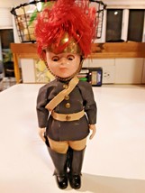 Vintage English Soldier Queens Guard Doll Hard Plastic Brass Helmet - £23.39 GBP