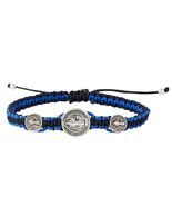 Saint Benedict Blue &amp; Black Macrame Bracelet, New #AB-083 - $109.60 MXN