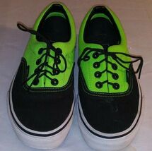 VANS SKATER SHOES NEON GREEN &amp; BLACK WOMENS US 5.5 VERY CLEAN - $20.58
