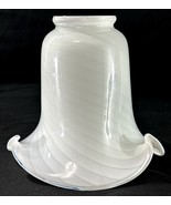 Vintage White Opaline Glass Lamp Shade Ruffled Edge 5” Art Deco Style - $559.05 MXN