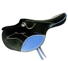 New Synthetic Race Exercise Horse Saddle Black &amp; Blue Size: (15&quot; To 18&quot;)... - $125.00