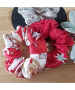 2x RED 100% Mulberry Silk Scrunchie Floral Ponytail Holder for Women Girls - 05 - $16.64