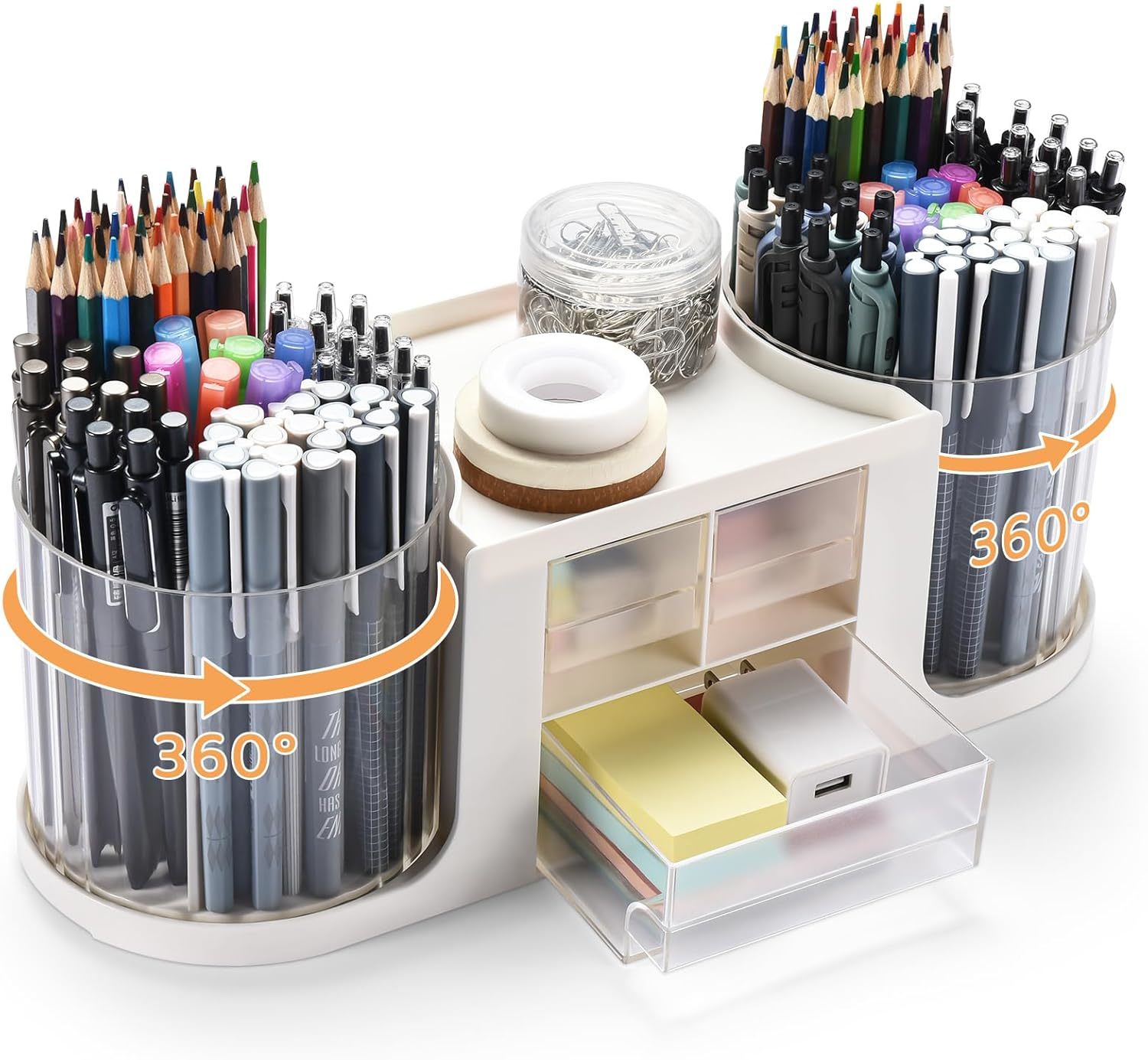 Desk Organizers And Accessories With 10 Slots Pencil Holder For Desk + 3... - $37.94