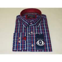 Men Oscar Banks Turkey Shirt All Egyptian Cotton Wrinkle less 5844-08 navy red image 6