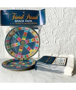 Trivial Pursuit Snack Pack 1980s Vintage 19 Plates and 42 Napkins New Ol... - $35.10