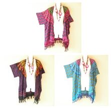 CG33 Paisley Kimono Cardigan Duster Kaftan Plus Jacket Cover up Top - up... - $24.90