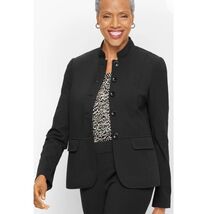 TALBOTS Sz 12 Black Ponte Knit Blazer Career Minimalist Capsule Wardrobe - $44.55