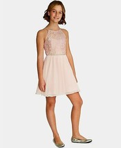 Rare Editions Big Girls Glitter-Lace Chiffon Dress, Size 7 - £18.20 GBP