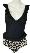 Beachsissi Womens Medium Ruffle Shoulder Leopard Print Tankini Swimsuit Set - £21.79 GBP
