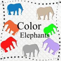 Color Elephant 1-Digital Clipart-Art Clip-3D Elephant-Gift Cards-Banner-Gift Tag - £0.99 GBP