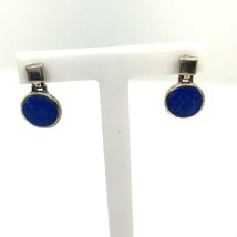 Vintage Sterling Signed 925 Lapis Lazuli Stone Drop Hinged Post Stud Ear... - £31.64 GBP