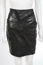 Jean Claude Jitrois Black Lambskin Leather Suede Skirt sz 40 US 4 - 6 - $195.00