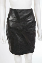 Jean Claude Jitrois Black Lambskin Leather Suede Skirt sz 40 US 4 - 6 - £155.51 GBP