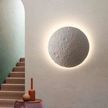 interoknack Space Moon Crater Wall Lamp, 3D Textured Resin &amp; Acrylic Moo... - $379.00