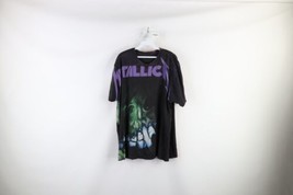 Retro Mens XL Distressed Spell Out All Over Print Metallica Band T-Shirt Cotton - £39.52 GBP