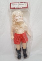 Santa Standing Doll Fibre Craft 14" 3201 1990 Porcelain Look - $24.89