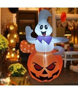 GOOSH Halloween Inflatable 5FT Ghost with Pumpkin Cute Halloween Ghost - $437.06 MXN