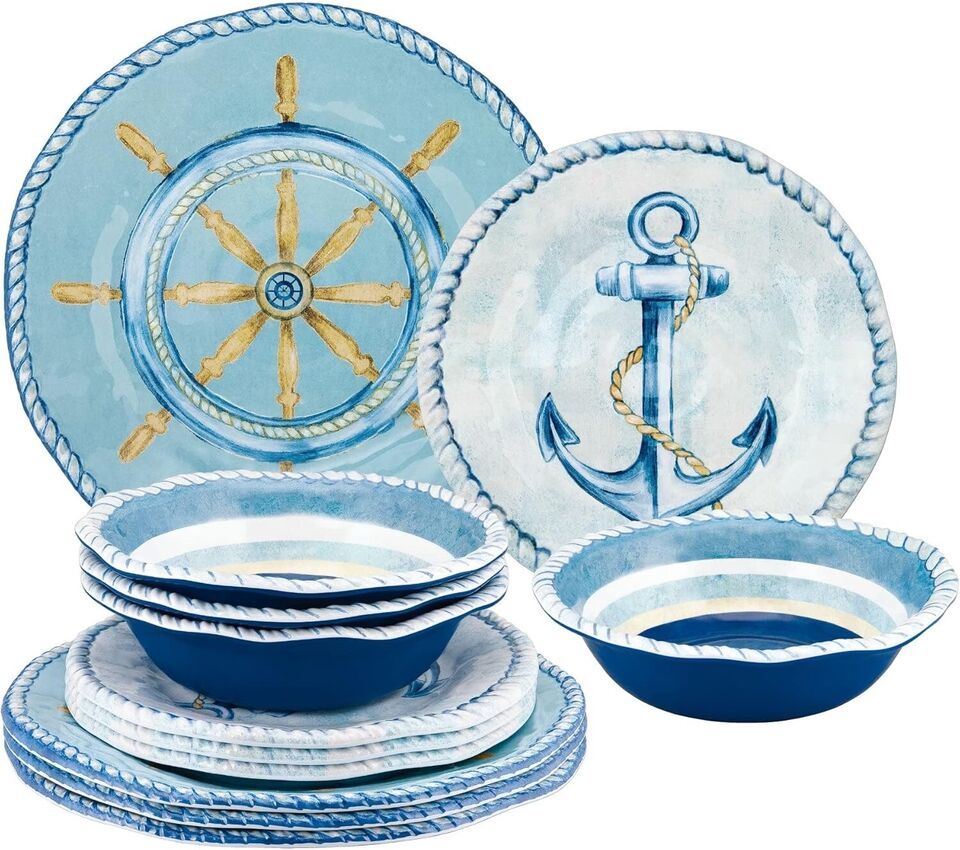 12-Piece Sail Away Melamine Dinnerware Set - Service for 4 - $67.79
