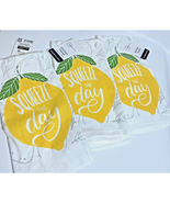 3 Terry Kitchen Towels Squeeze the Day Lemons Yellow Cotton 15x25 NEW - £5.48 GBP