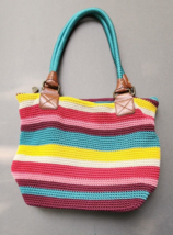 The Sak Cambria Rainbow Stripe Crochet Purse Damaged Straps - $26.59