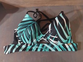 Victoria Secret PINK Swim Bikini Top XS Lace Back Tie Green Black Leaves - £12.54 GBP