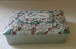 Hand painted ceramic divided box for trinkets or cards - £20.47 GBP