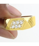 14K Yellow Gold Over Simulated Diamond Cluster Wedding Band Men&#39;s Ring - £97.38 GBP