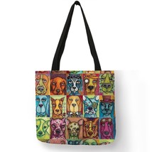 Abstract Oil Painting Fashion Lady Shoulder Bag Funny Dog Collage Print Handbag  - £11.39 GBP