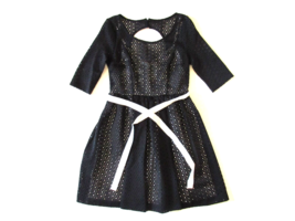 NWT Plenty by Tracy Reese Estella in Black Laser Cut Out Back Skater Dress 4 - £27.17 GBP