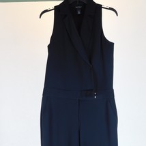 White House Black Market Women Black Tux Jumpsuit Romper Sleeveless Coll... - £19.02 GBP