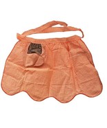 Vtg Orange &amp; White Gingham Checked Half Apron w/ Brown Cloth Accent Pocket - $279.65 MXN