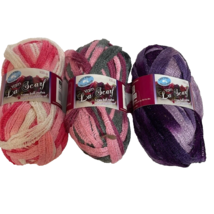 La Scarf Yarn-One Ball Makes One Complete Scarf 100 Grms Pink Purple Lot of 3 - £6.92 GBP