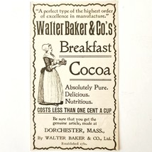 1897 Walter Baker Breakfast Cocoa Advertisement Victorian Chocolate Anti... - $378.90 MXN
