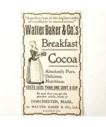 1897 Walter Baker Breakfast Cocoa Advertisement Victorian Chocolate Anti... - $378.90 MXN