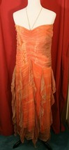 Papillon Women&#39;s L Orange Tie Dye Shear Strapless or Halter Strap Tiered Dress - £26.90 GBP