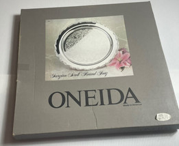 Oneida Vintage Silver Plate 15&quot; Georgian Scroll Round Tray Personalized Engraved - £16.54 GBP