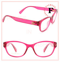 GUCCI 0717 Crystal Pink Thin Snake Logo Oval Eyeglasses 51mm GG0717O 008 Frame - £198.45 GBP