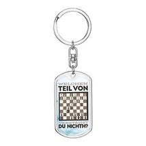Chess Fan Gift Funny Chess German Swivel Keychain Dog Tag Stainless Steel or 18k - £35.16 GBP