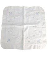 Vtg Embroidered Needlepoint &amp; Crochet Lace White 12x12 Square Pillow Cas... - $286.11 MXN