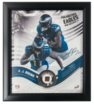 A.J. Brown Eagles Framed 15&quot; x 17&quot; Game Used Football Collage LE 1/50 - £212.22 GBP