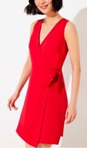 Loft NWT Sz.16 Tall Red Faux Wrap with Self Tie Detail Dress - £31.41 GBP