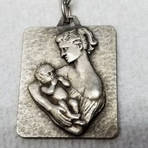 Mother and Child Relief Keychain Simone Papeete Tahiti Boutique 1960s Metal - £9.63 GBP